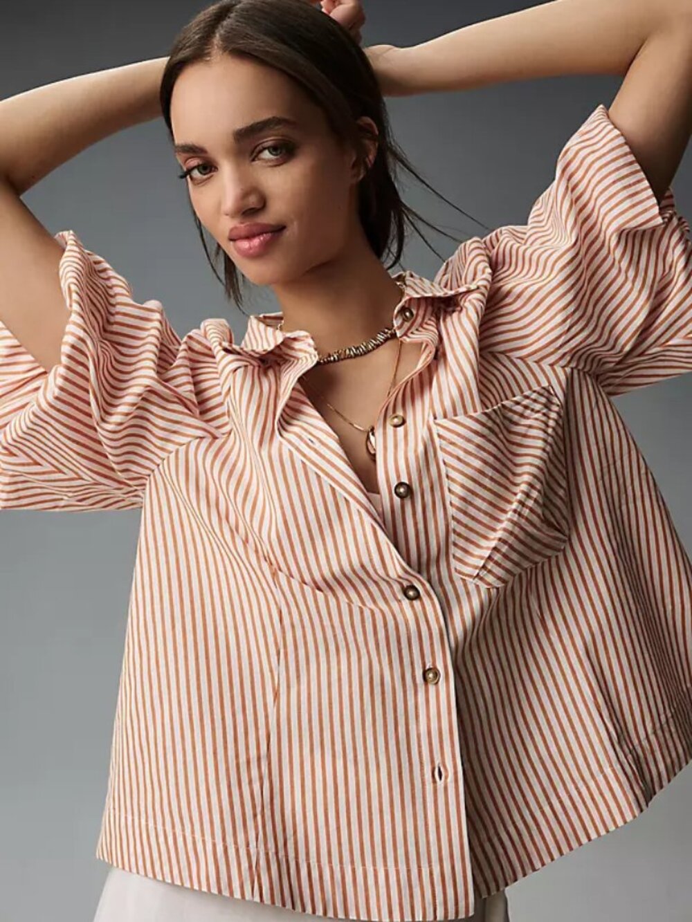 Zooey Bubble-Sleeve Blouse by Maeve in Size Small